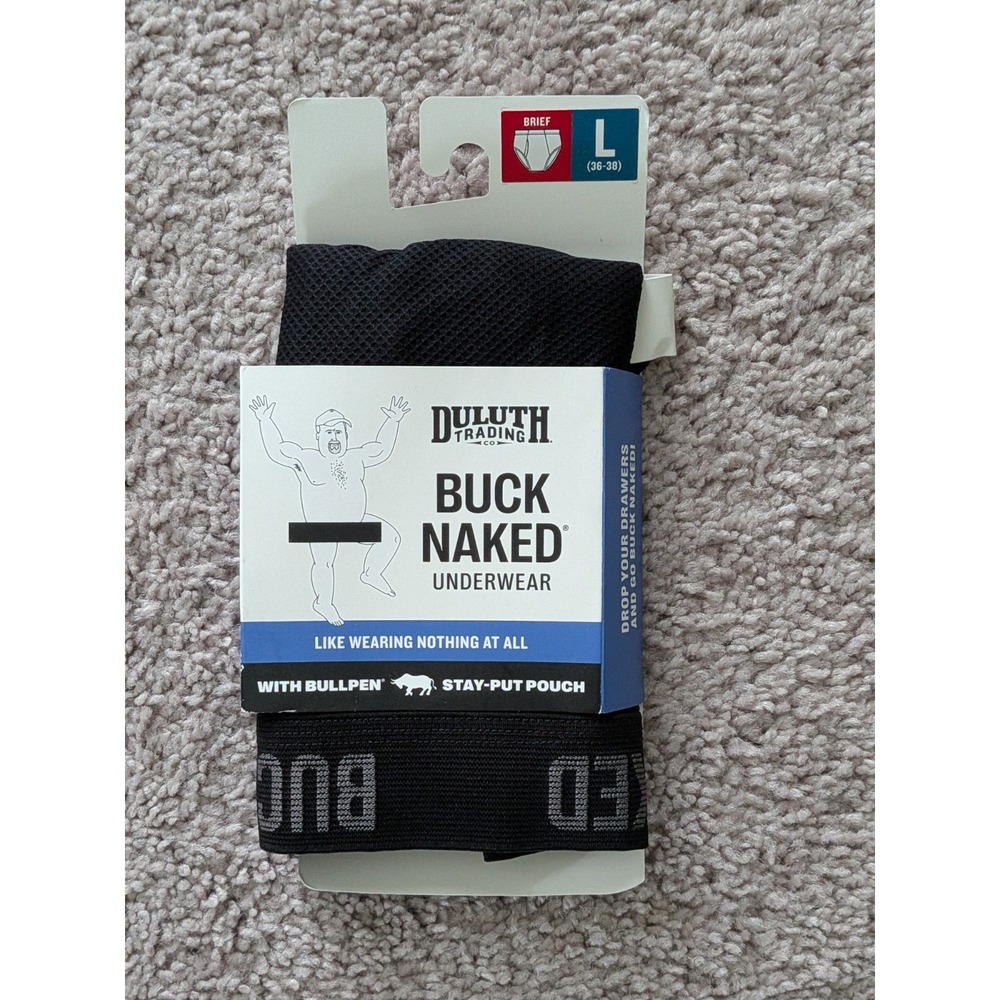 Duluth Trading Co Men's Buck Naked Briefs Large 60842 Bullpen Black NWT